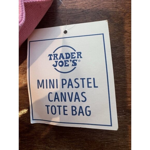 Trader Joe’s Mini Pastel Pink Canvas Tote Bag NWT - Picture 4 of 5
